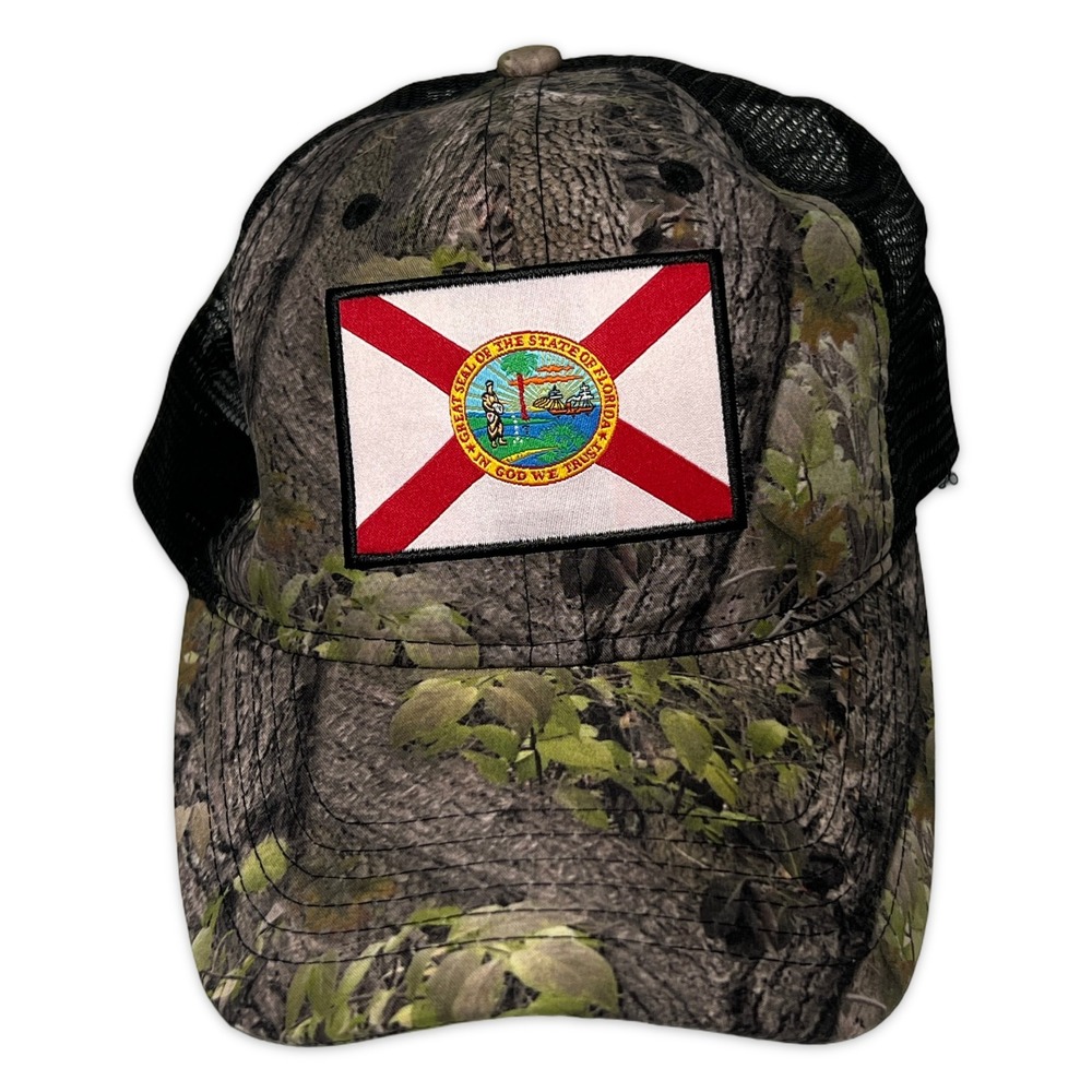 Southern Legends Florida State Flag Camo Trucker Hat Mens OSFA Green Excellent